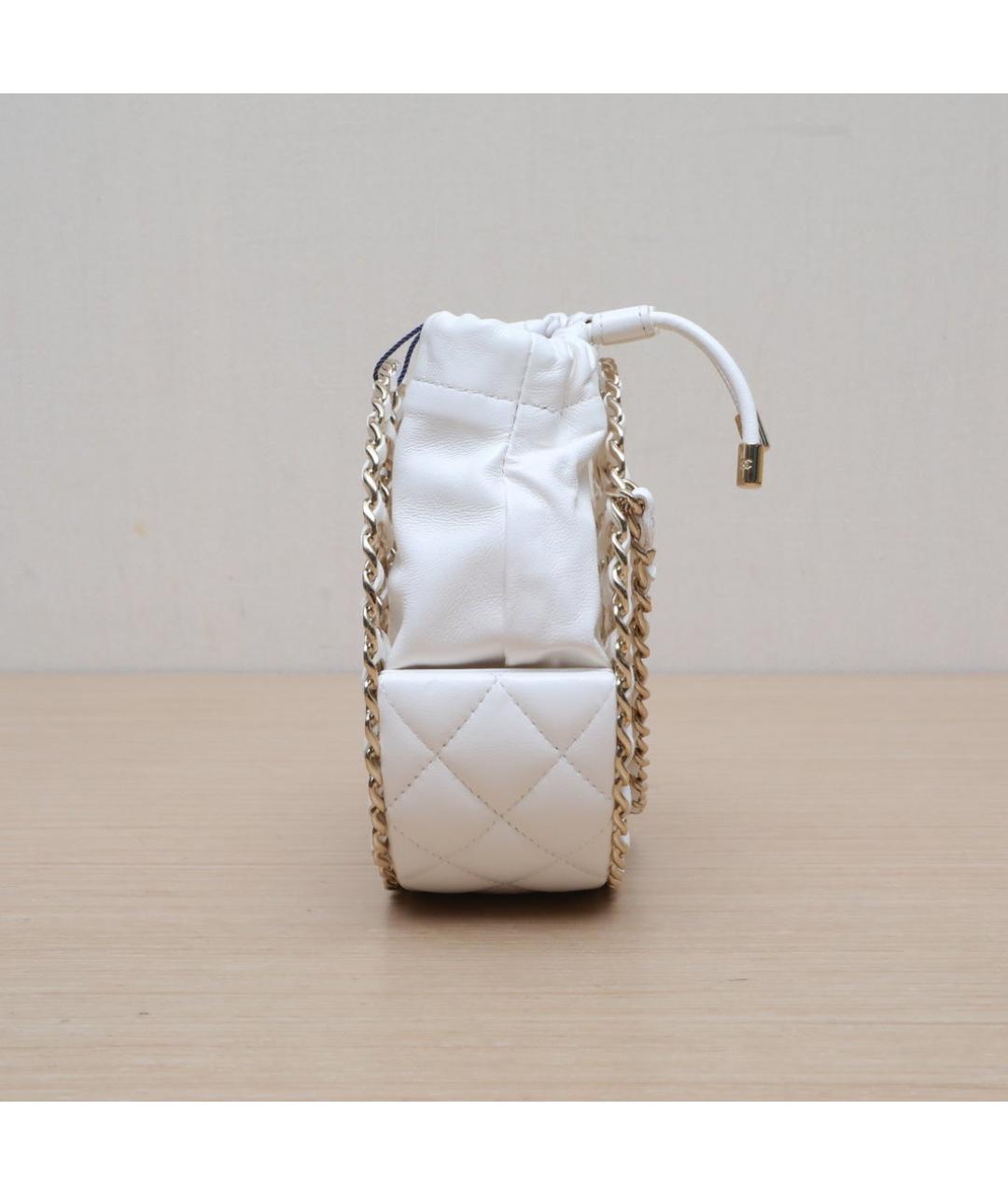 CHANEL Белая кожаная сумка через плечо, фото 4