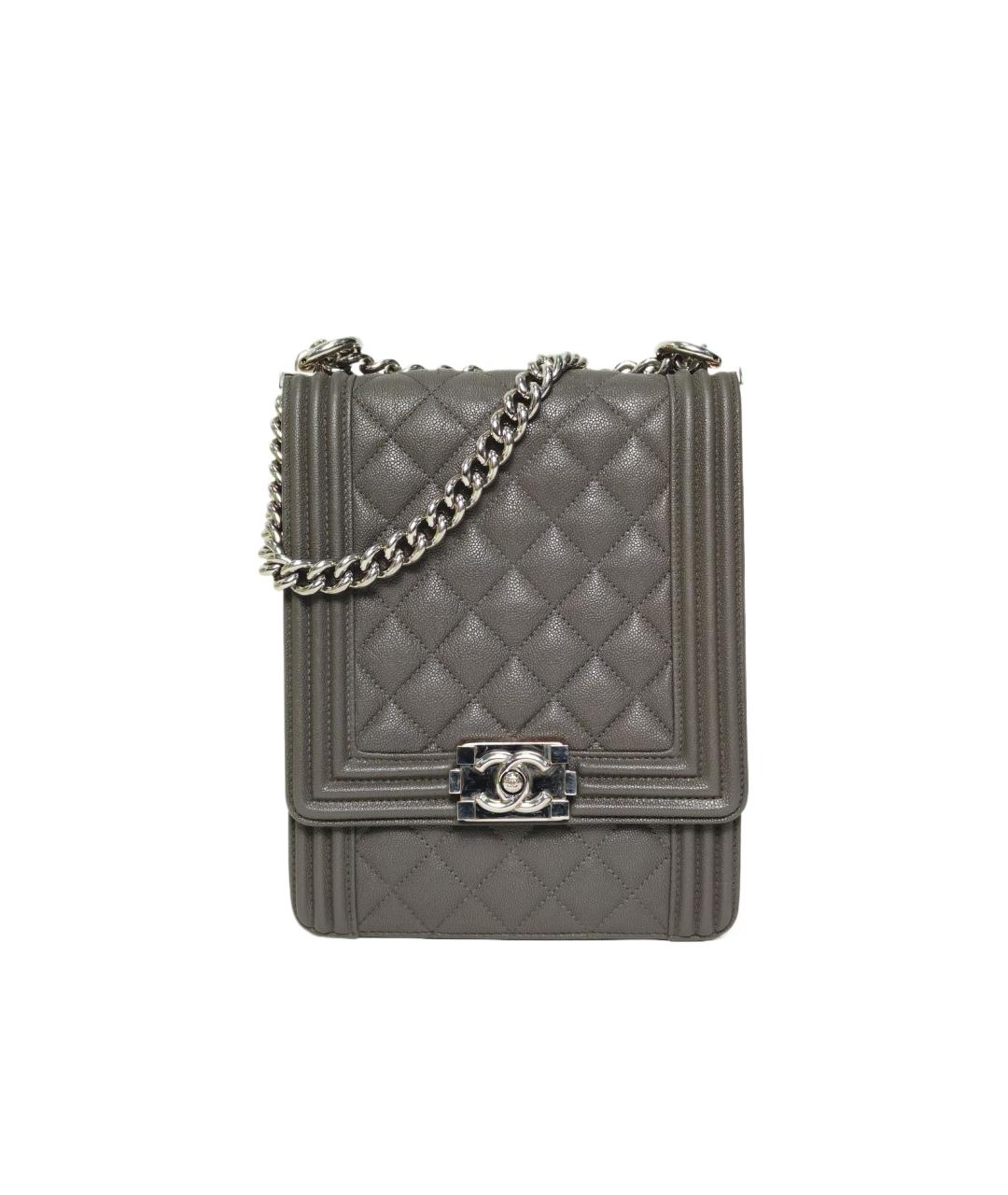 CHANEL Серая кожаная сумка через плечо, фото 9