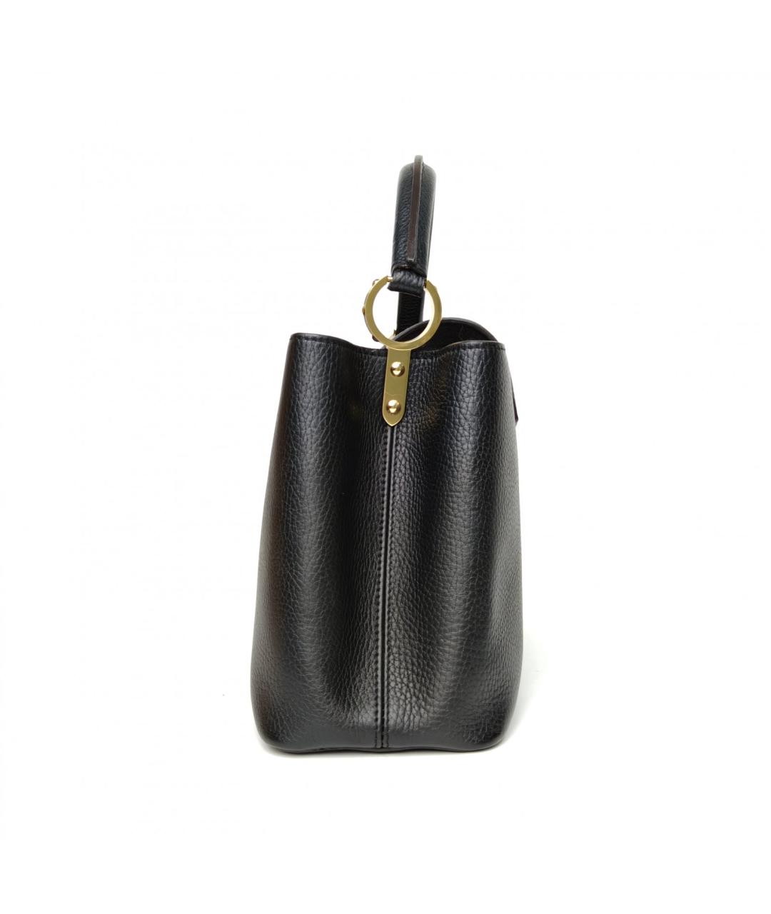 LOUIS VUITTON Черная кожаная сумка с короткими ручками, фото 3