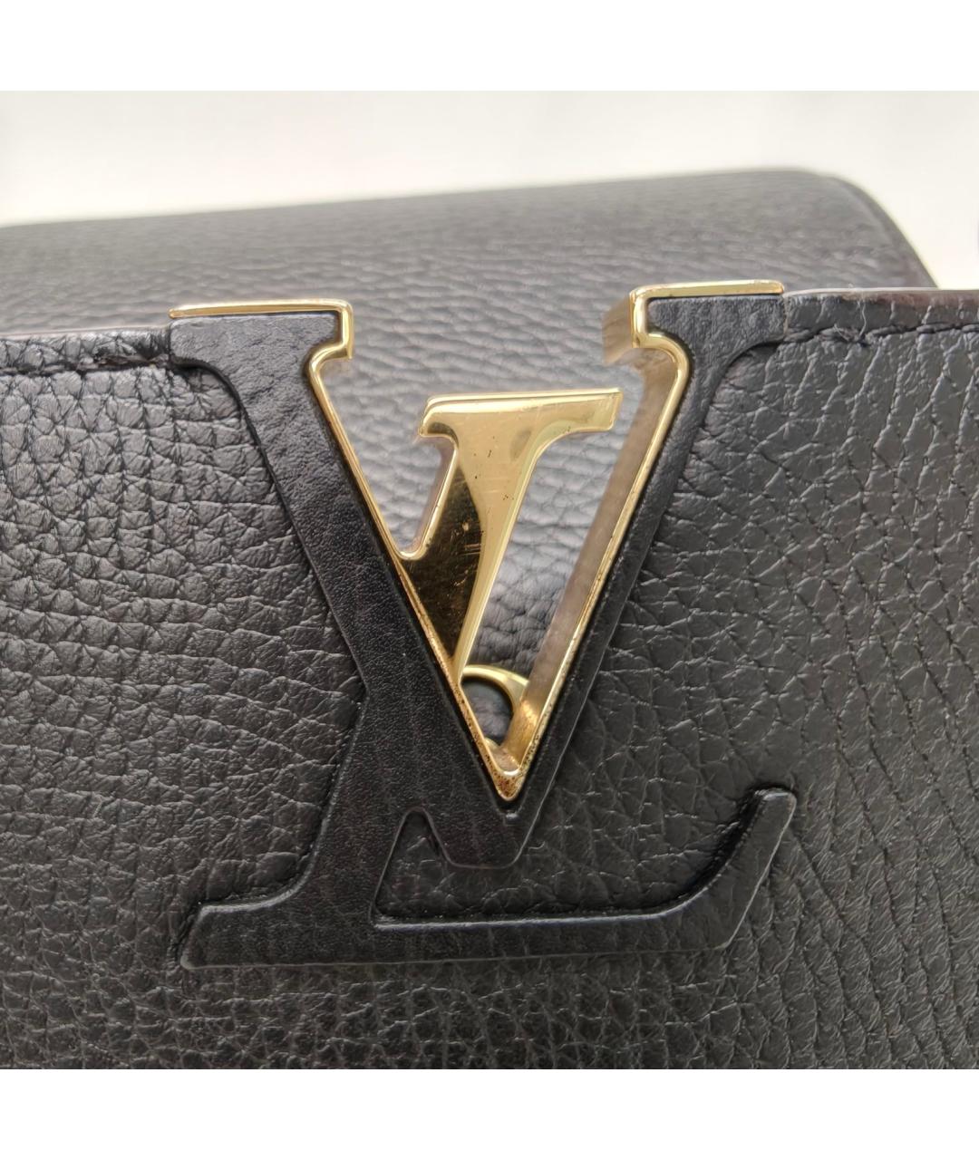 LOUIS VUITTON Черная кожаная сумка с короткими ручками, фото 7