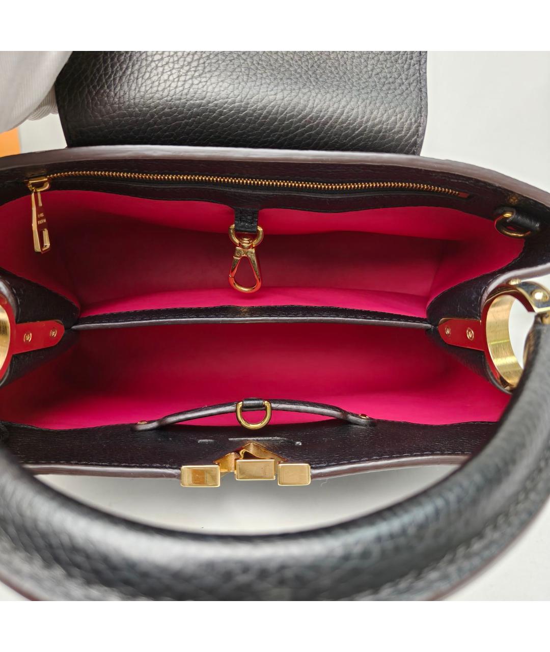 LOUIS VUITTON Черная кожаная сумка с короткими ручками, фото 8