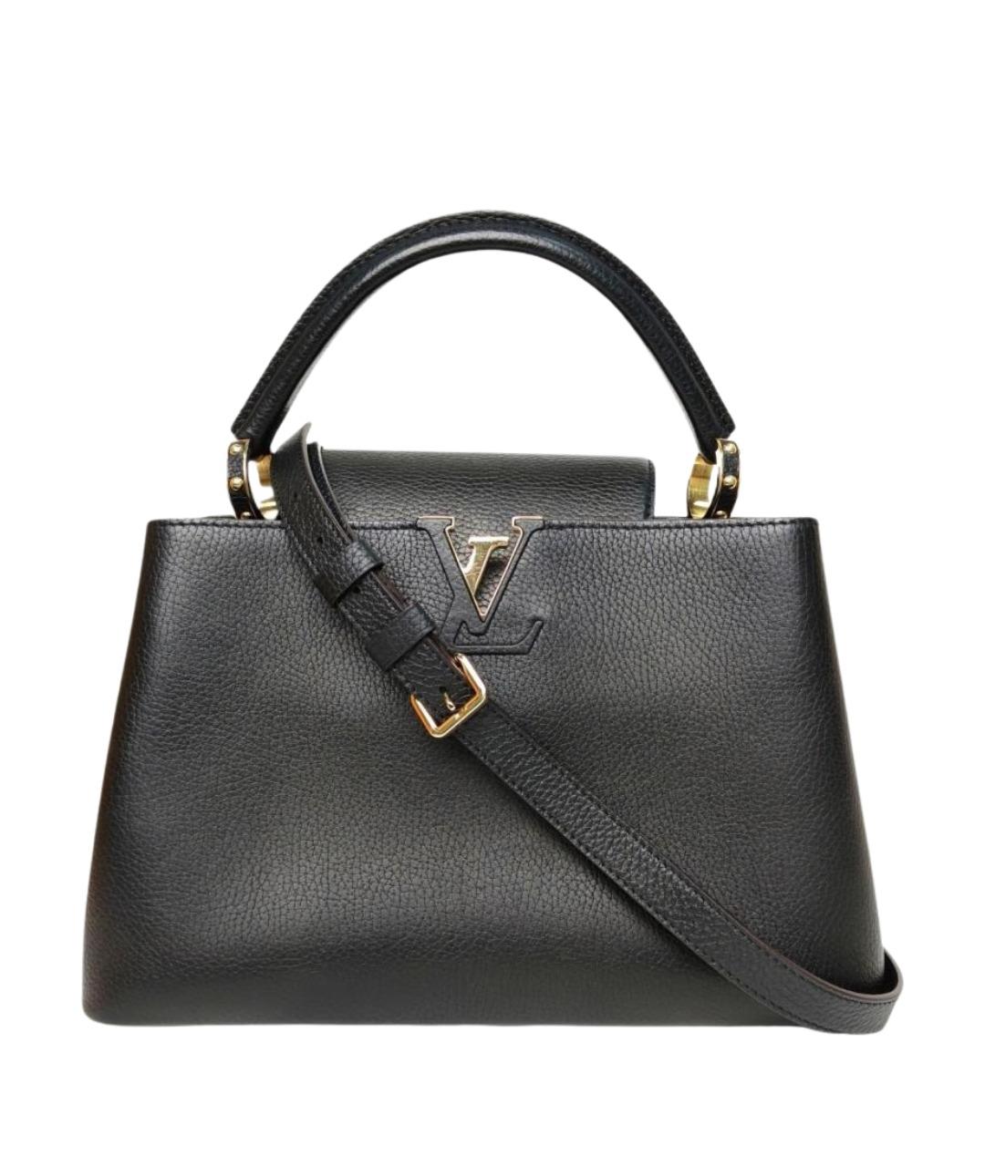 LOUIS VUITTON Черная кожаная сумка с короткими ручками, фото 1