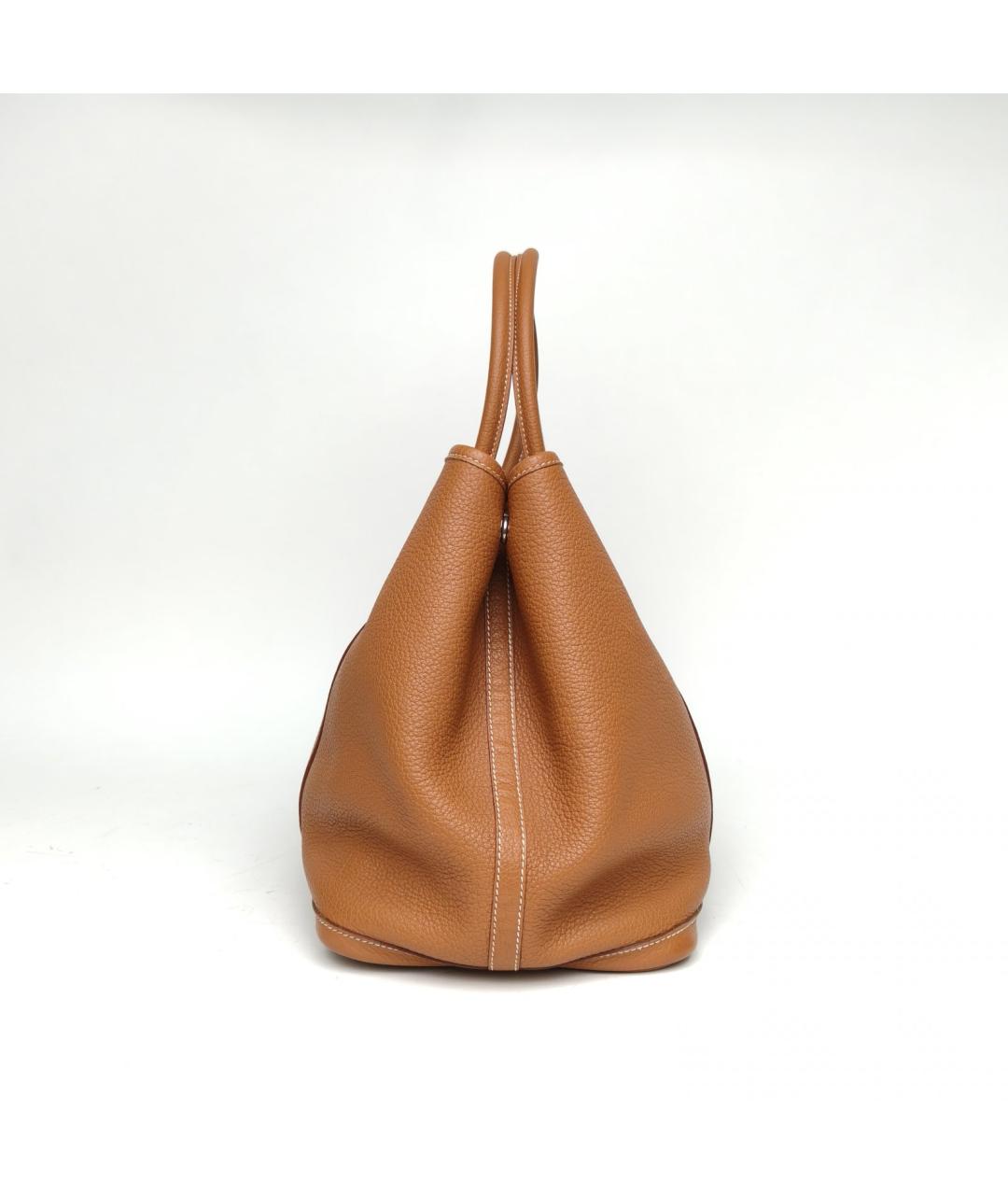 HERMES Коричневая кожаная сумка с короткими ручками, фото 3