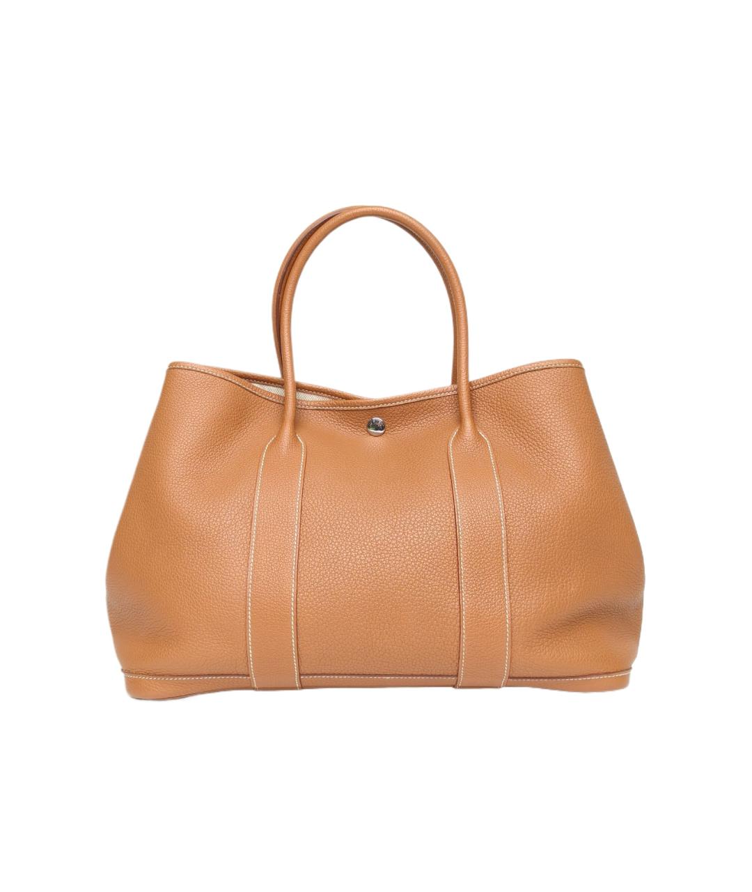 HERMES Коричневая кожаная сумка с короткими ручками, фото 10