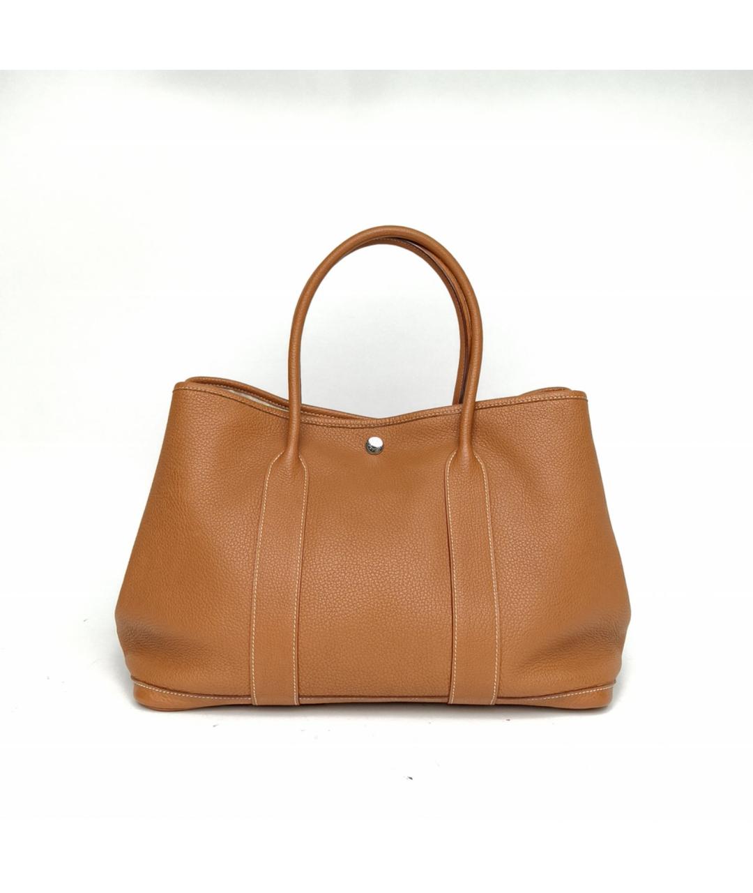 HERMES Коричневая кожаная сумка с короткими ручками, фото 4