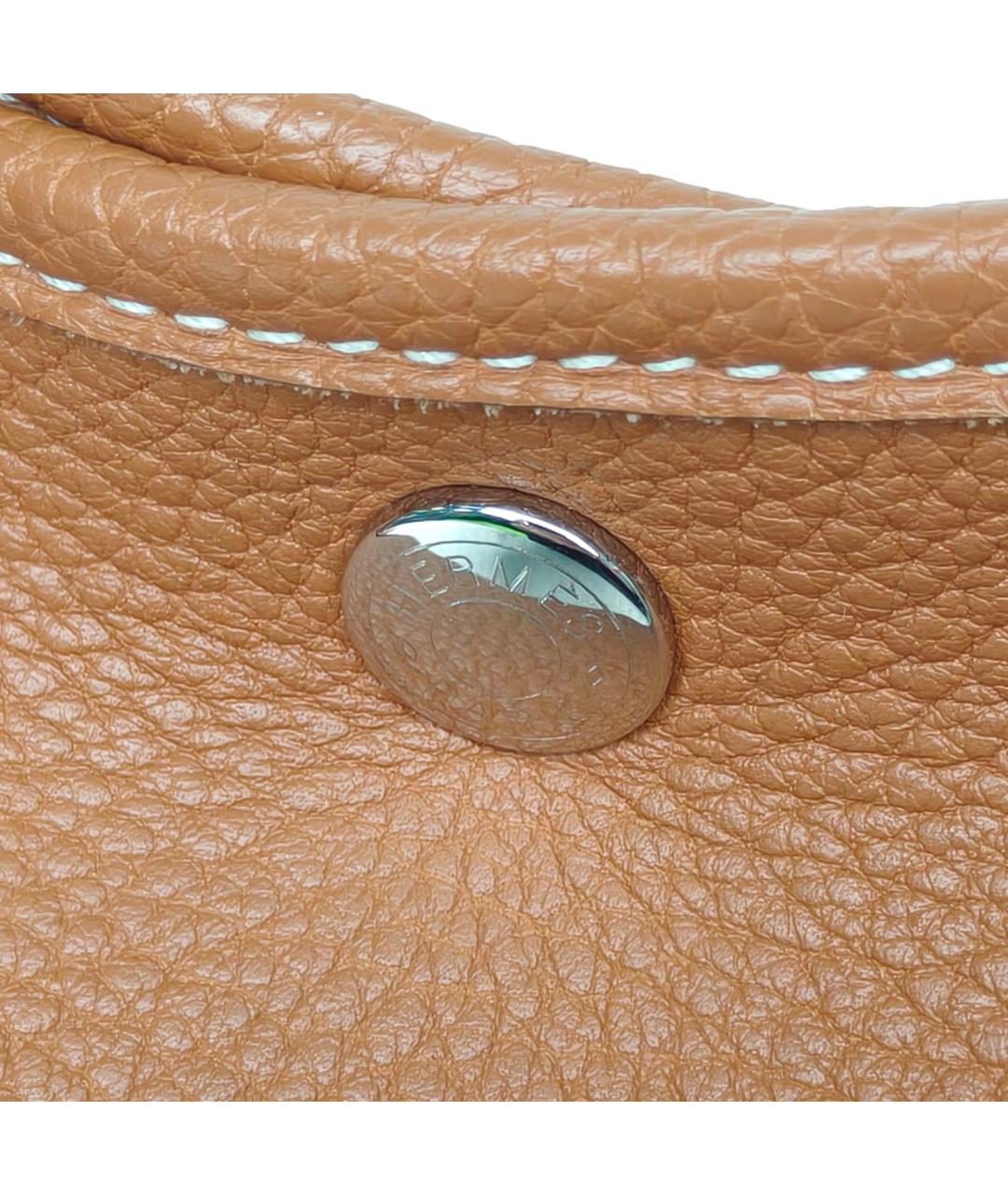 HERMES Коричневая кожаная сумка с короткими ручками, фото 7