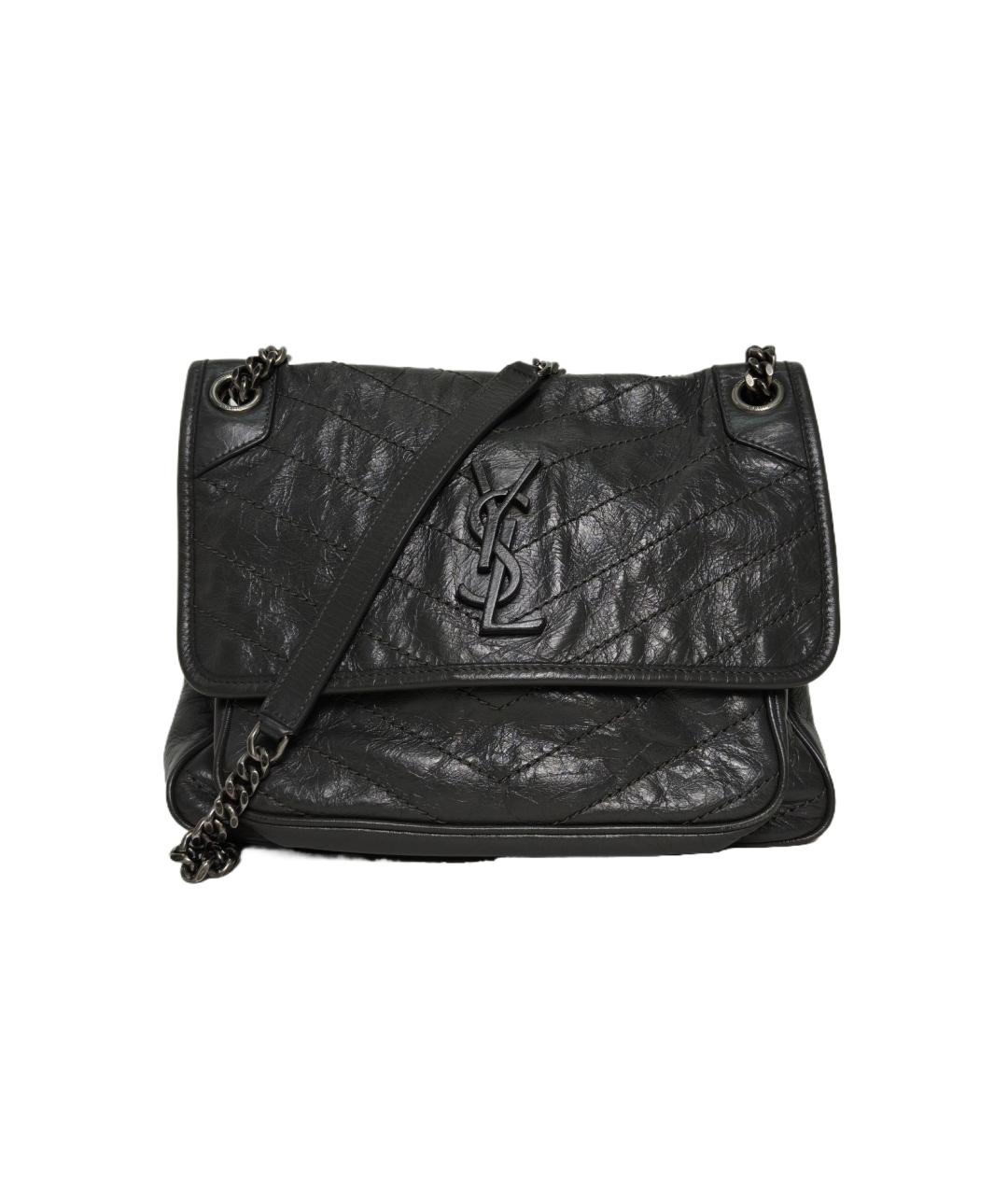SAINT LAURENT Черная кожаная сумка через плечо, фото 10