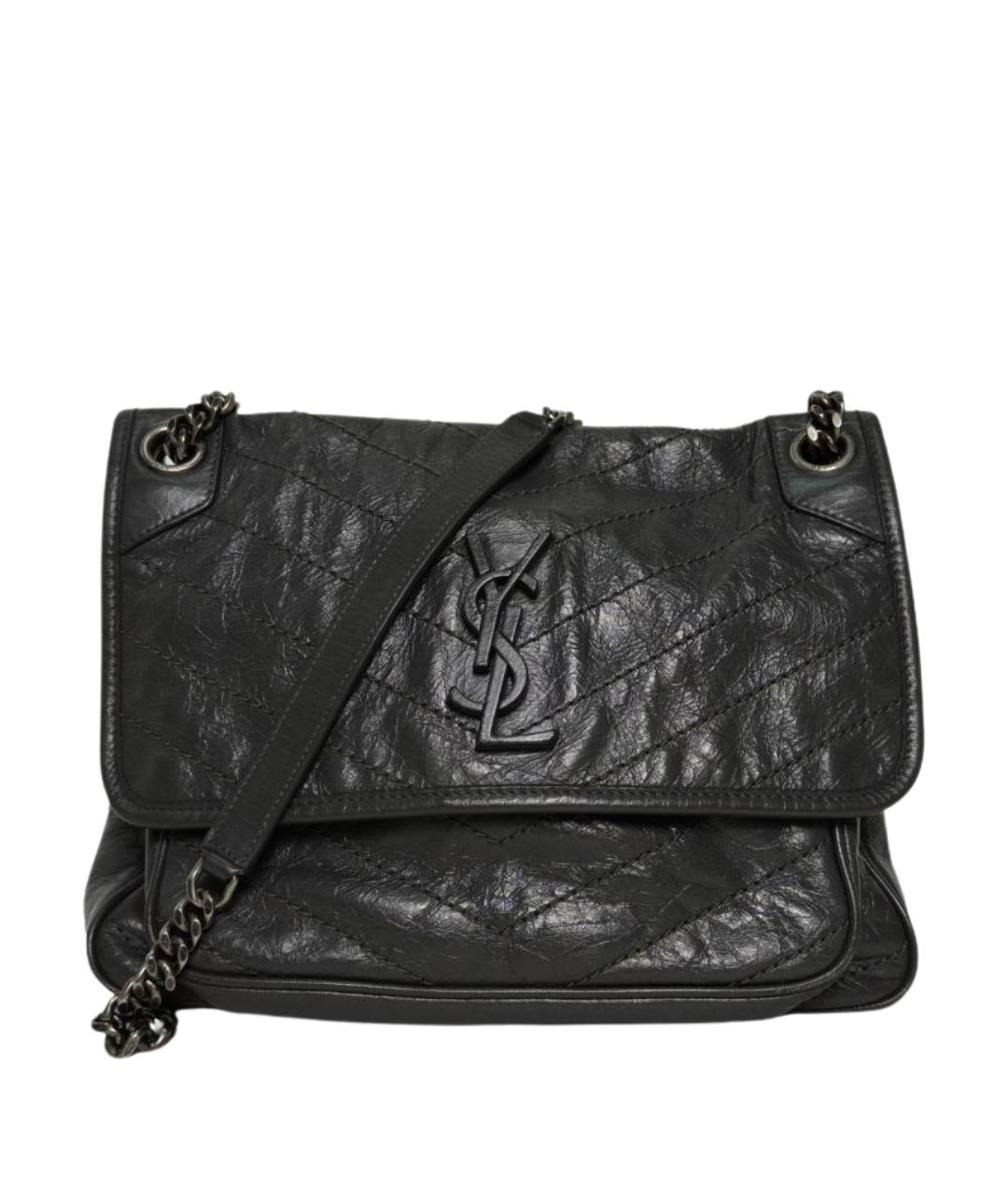 SAINT LAURENT Черная кожаная сумка через плечо, фото 1