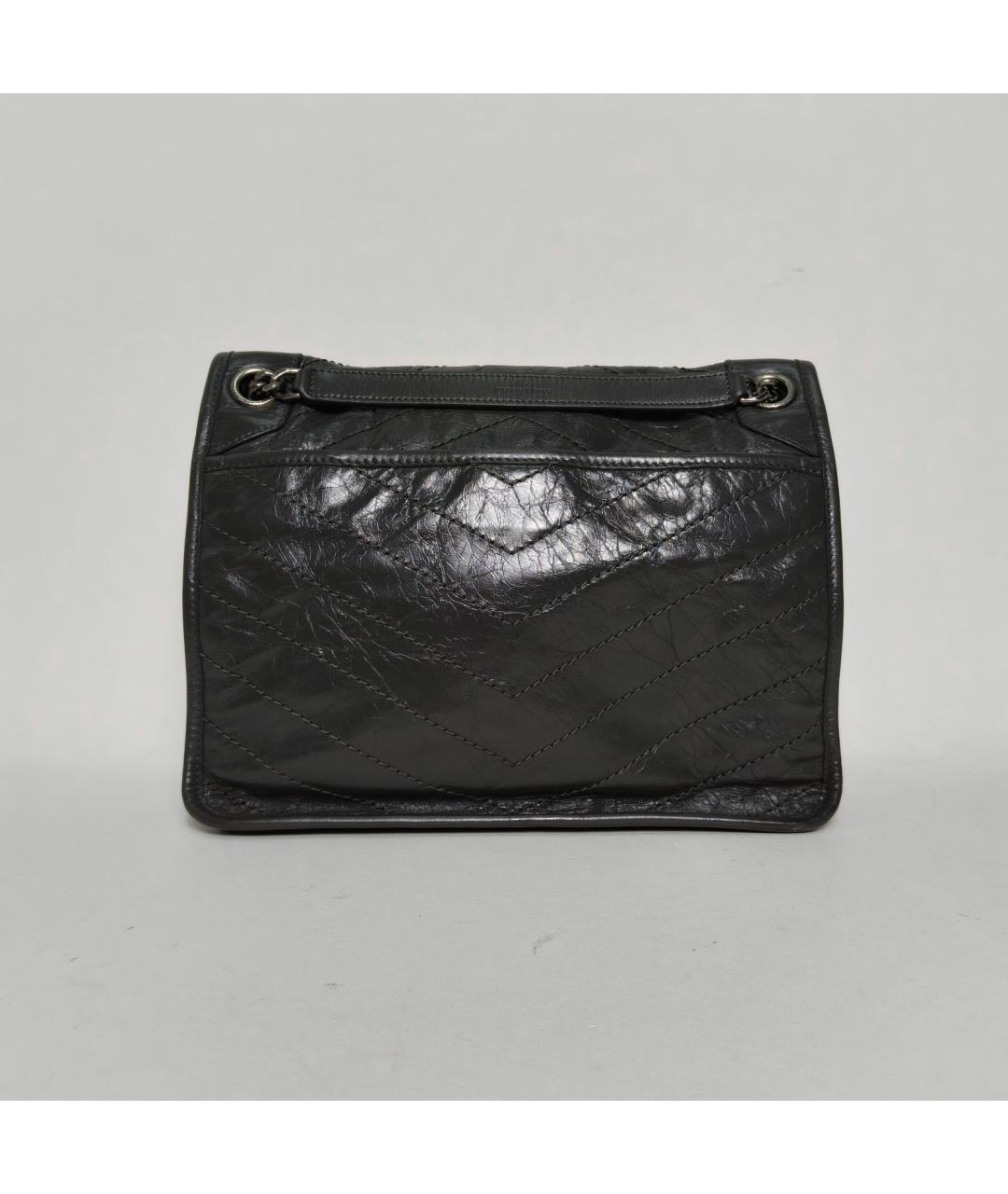 SAINT LAURENT Черная кожаная сумка через плечо, фото 4