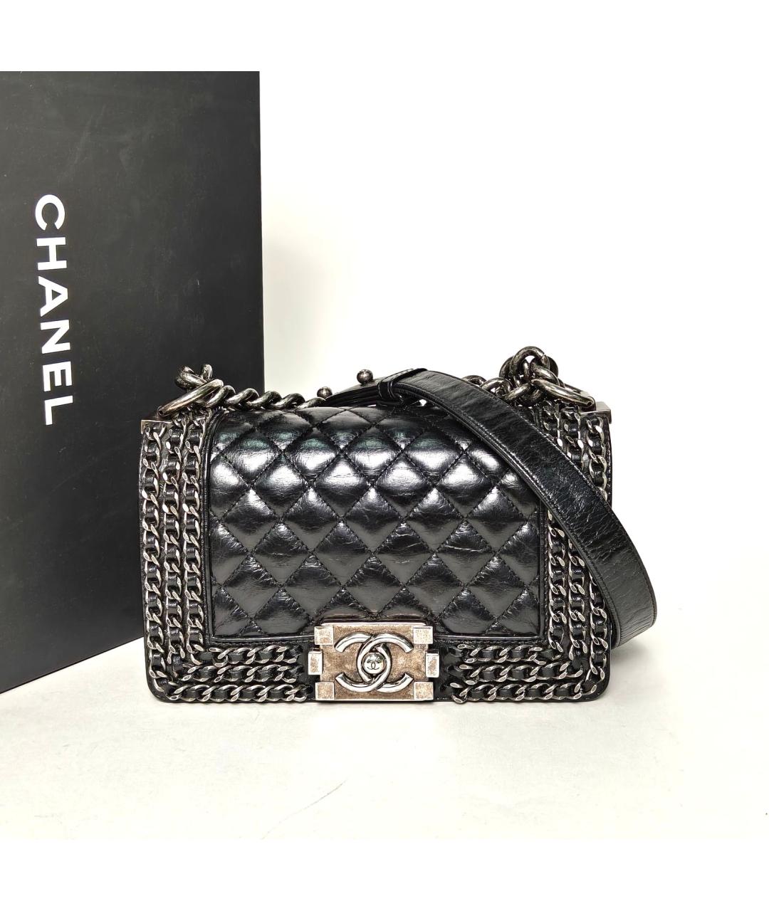 CHANEL Черная кожаная сумка через плечо, фото 9