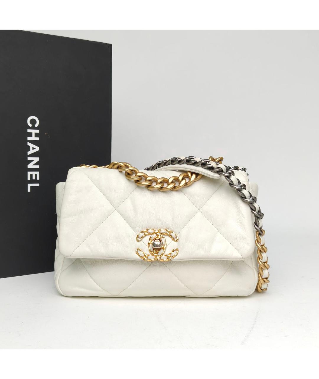 CHANEL Белая кожаная сумка через плечо, фото 9
