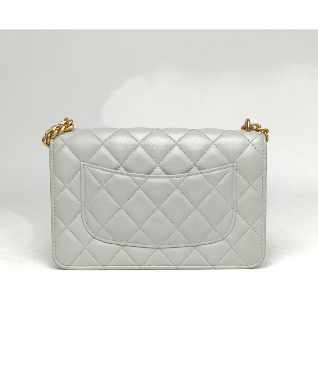 CHANEL Голубая кожаная сумка через плечо, фото 4