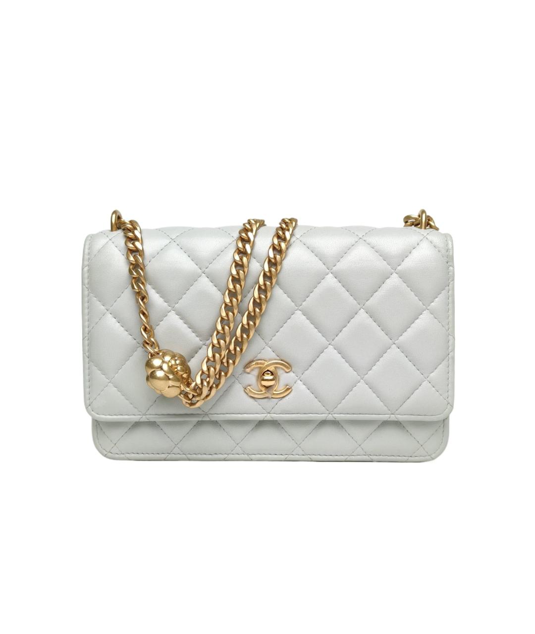 CHANEL Голубая кожаная сумка через плечо, фото 10