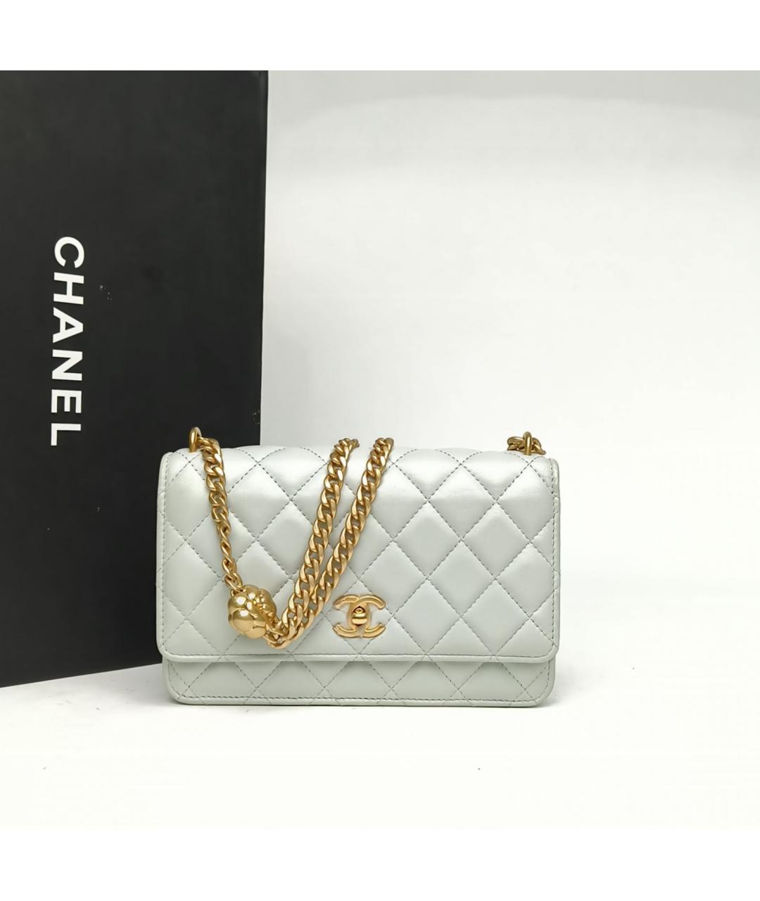 CHANEL Голубая кожаная сумка через плечо, фото 8