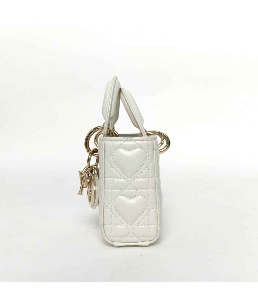 CHRISTIAN DIOR Белая кожаная сумка через плечо, фото 3