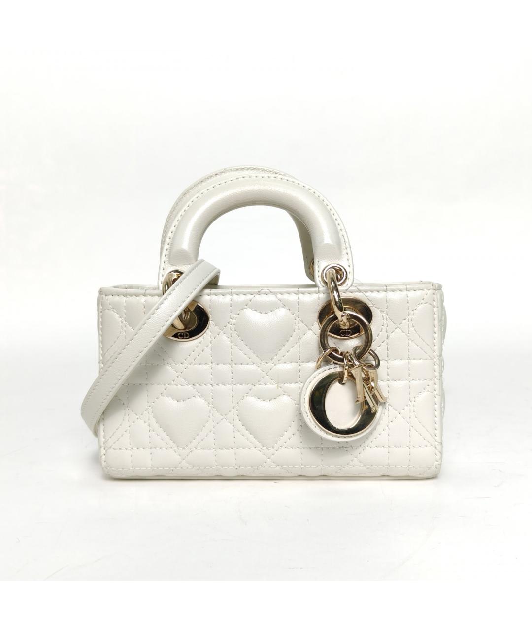 CHRISTIAN DIOR Белая кожаная сумка через плечо, фото 2