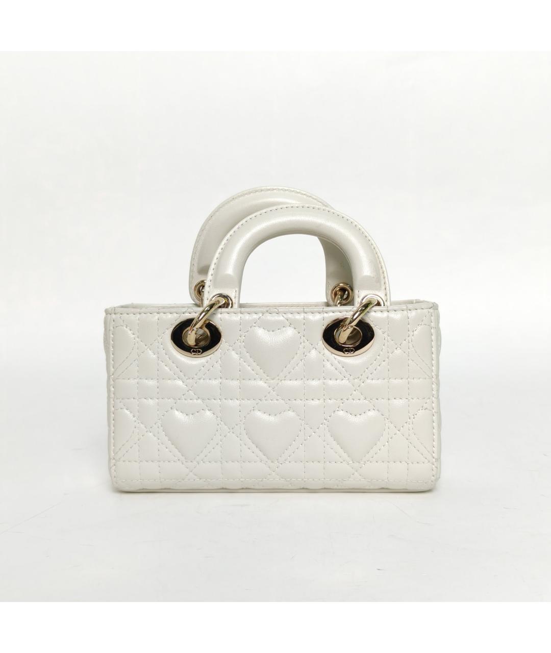 CHRISTIAN DIOR Белая кожаная сумка через плечо, фото 4