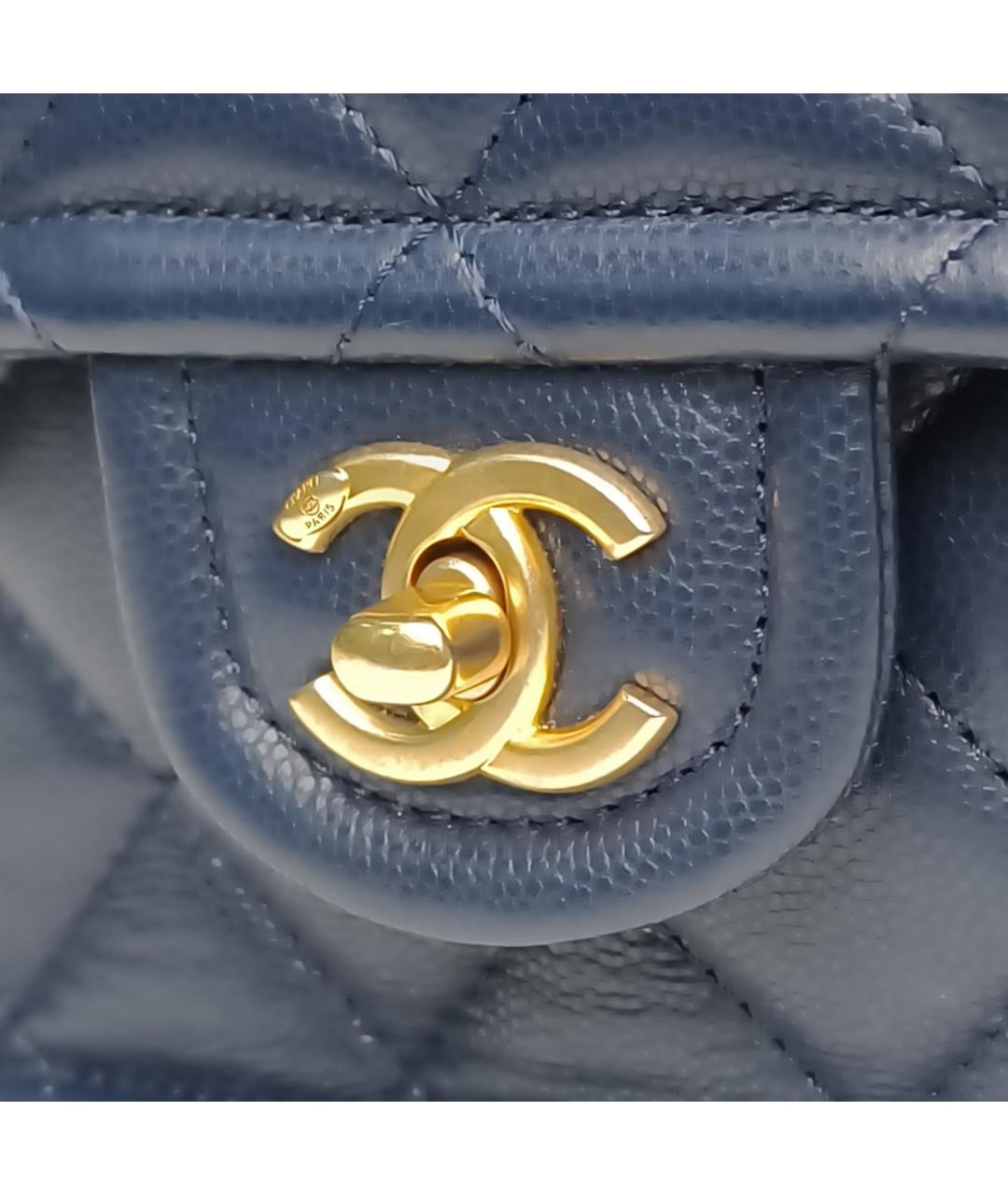 CHANEL Темно-синяя кожаная сумка через плечо, фото 7