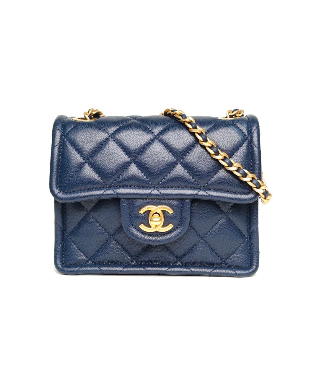 CHANEL Темно-синяя кожаная сумка через плечо, фото 2