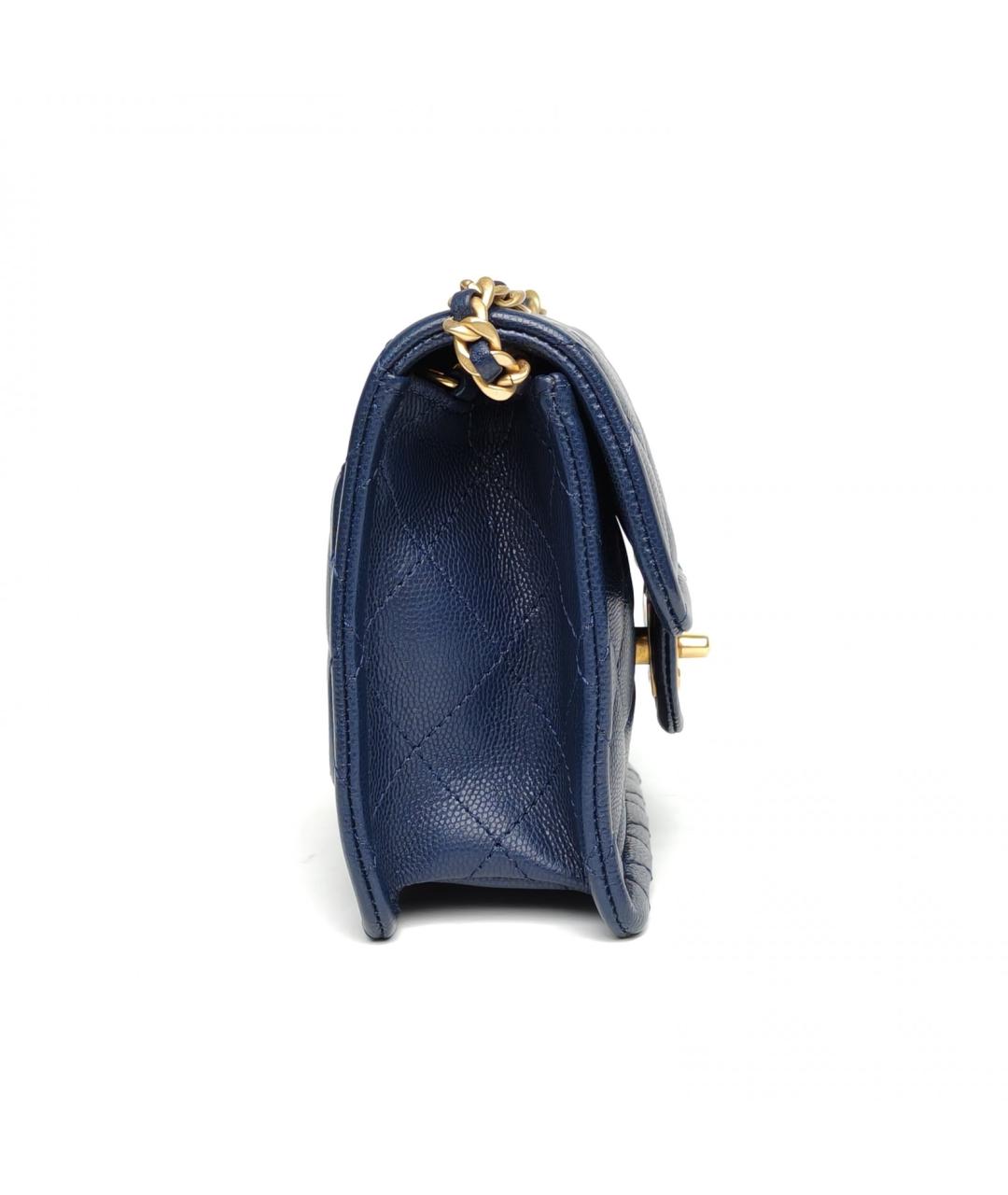 CHANEL Темно-синяя кожаная сумка через плечо, фото 5