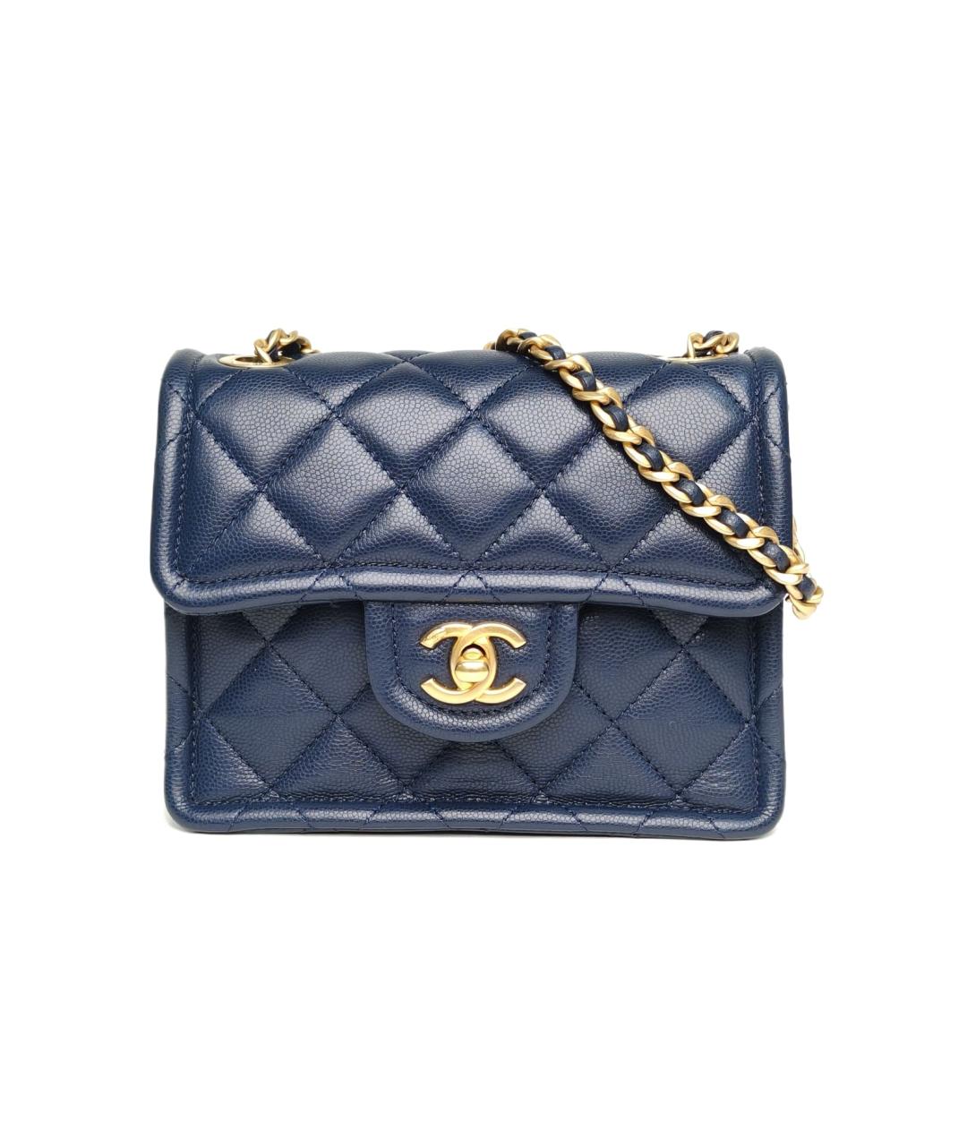 CHANEL Темно-синяя кожаная сумка через плечо, фото 9