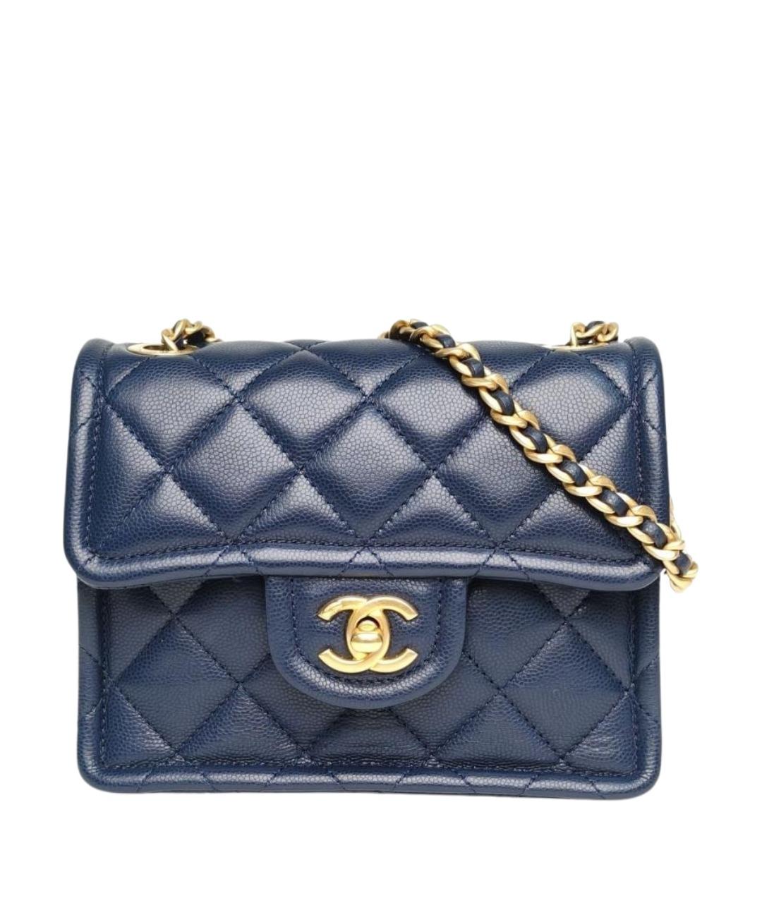 CHANEL Темно-синяя кожаная сумка через плечо, фото 1