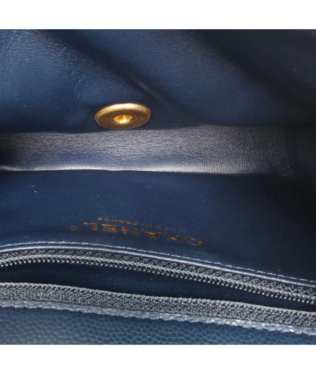 CHANEL Темно-синяя кожаная сумка через плечо, фото 8