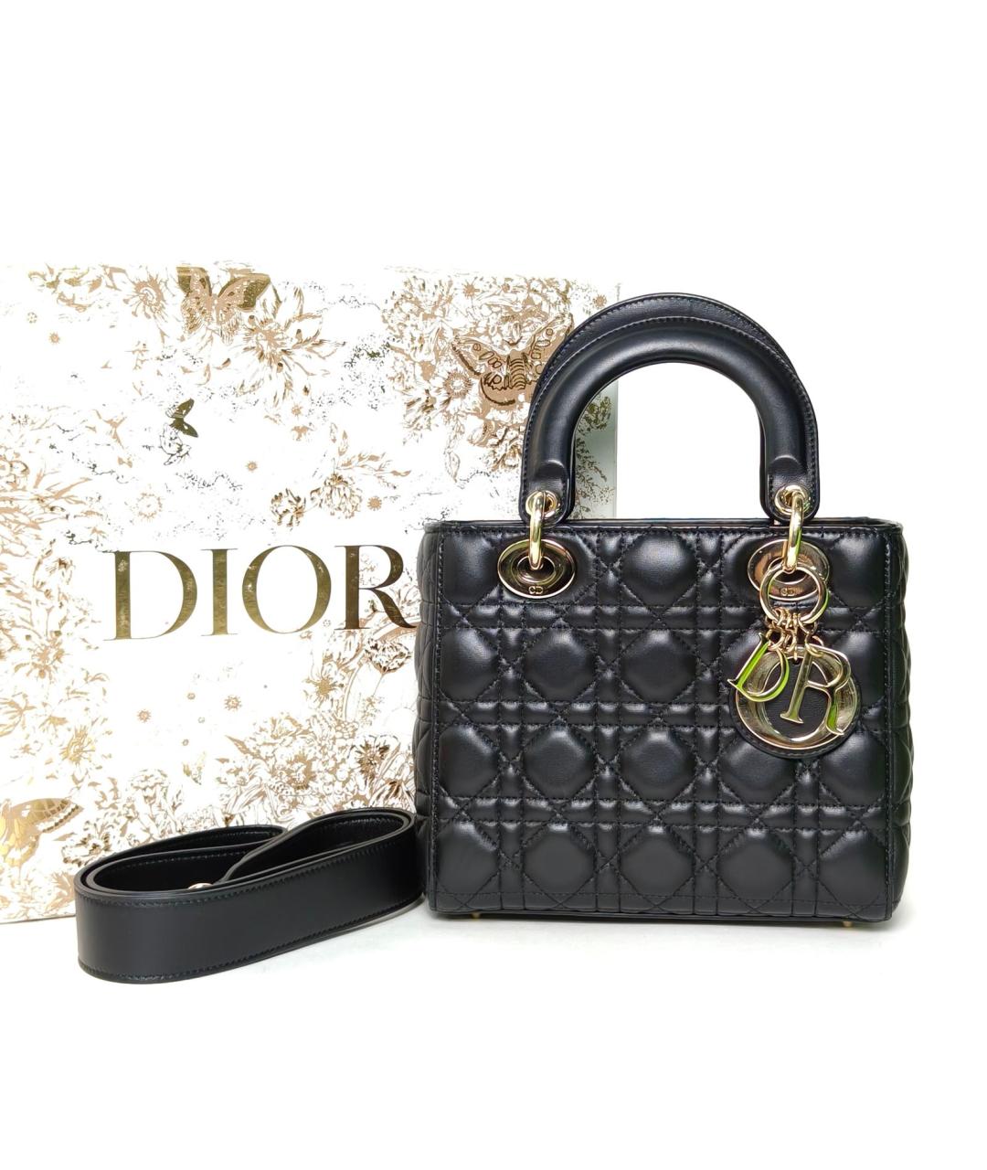 CHRISTIAN DIOR Черная кожаная сумка с короткими ручками, фото 9