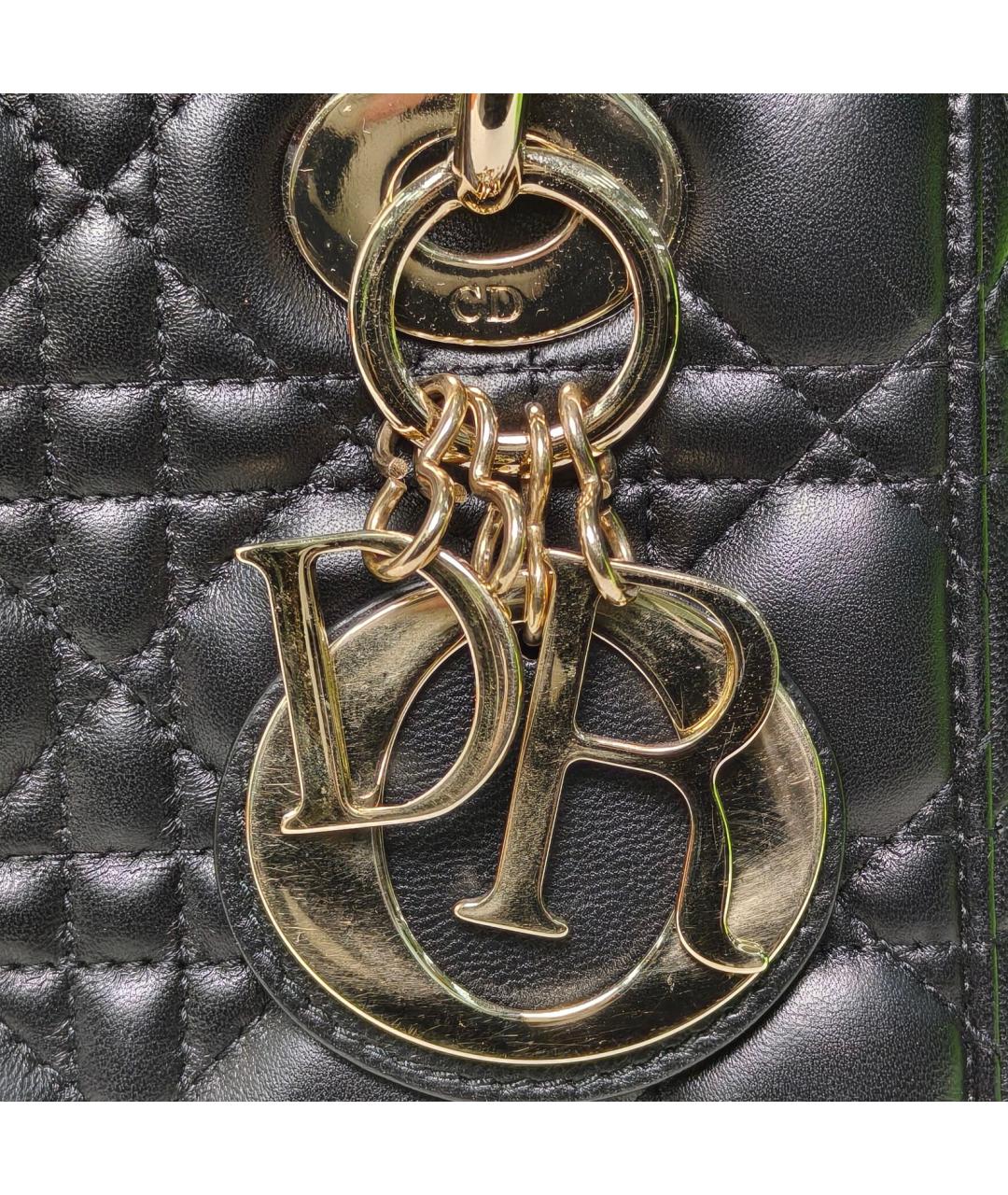 CHRISTIAN DIOR Черная кожаная сумка с короткими ручками, фото 7