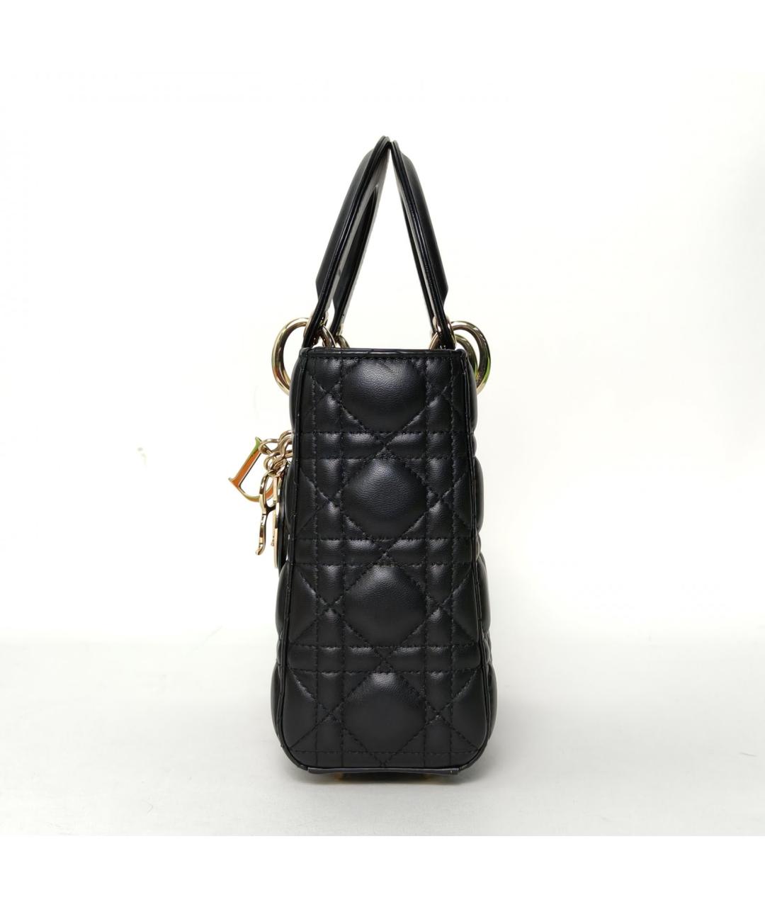 CHRISTIAN DIOR Черная кожаная сумка с короткими ручками, фото 5