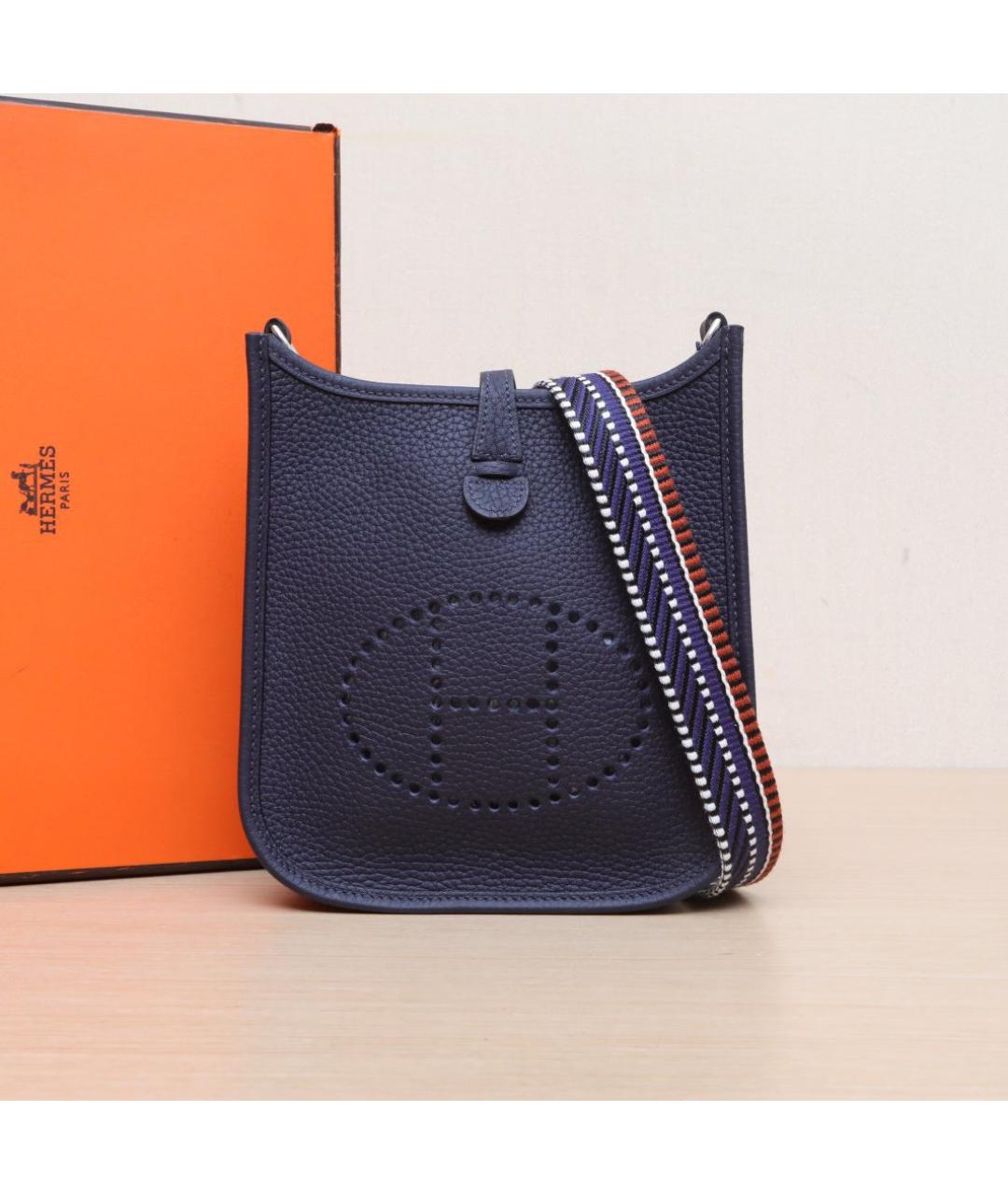 HERMES Темно-синяя кожаная сумка через плечо, фото 2