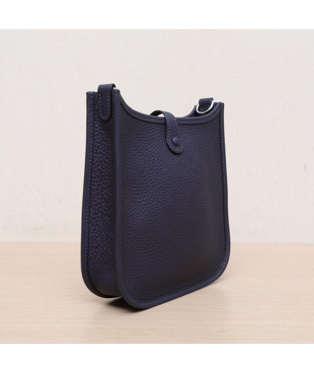 HERMES Темно-синяя кожаная сумка через плечо, фото 6