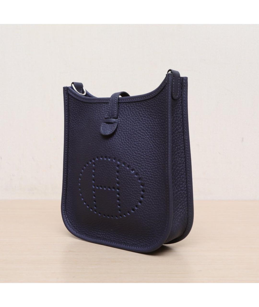 HERMES Темно-синяя кожаная сумка через плечо, фото 4