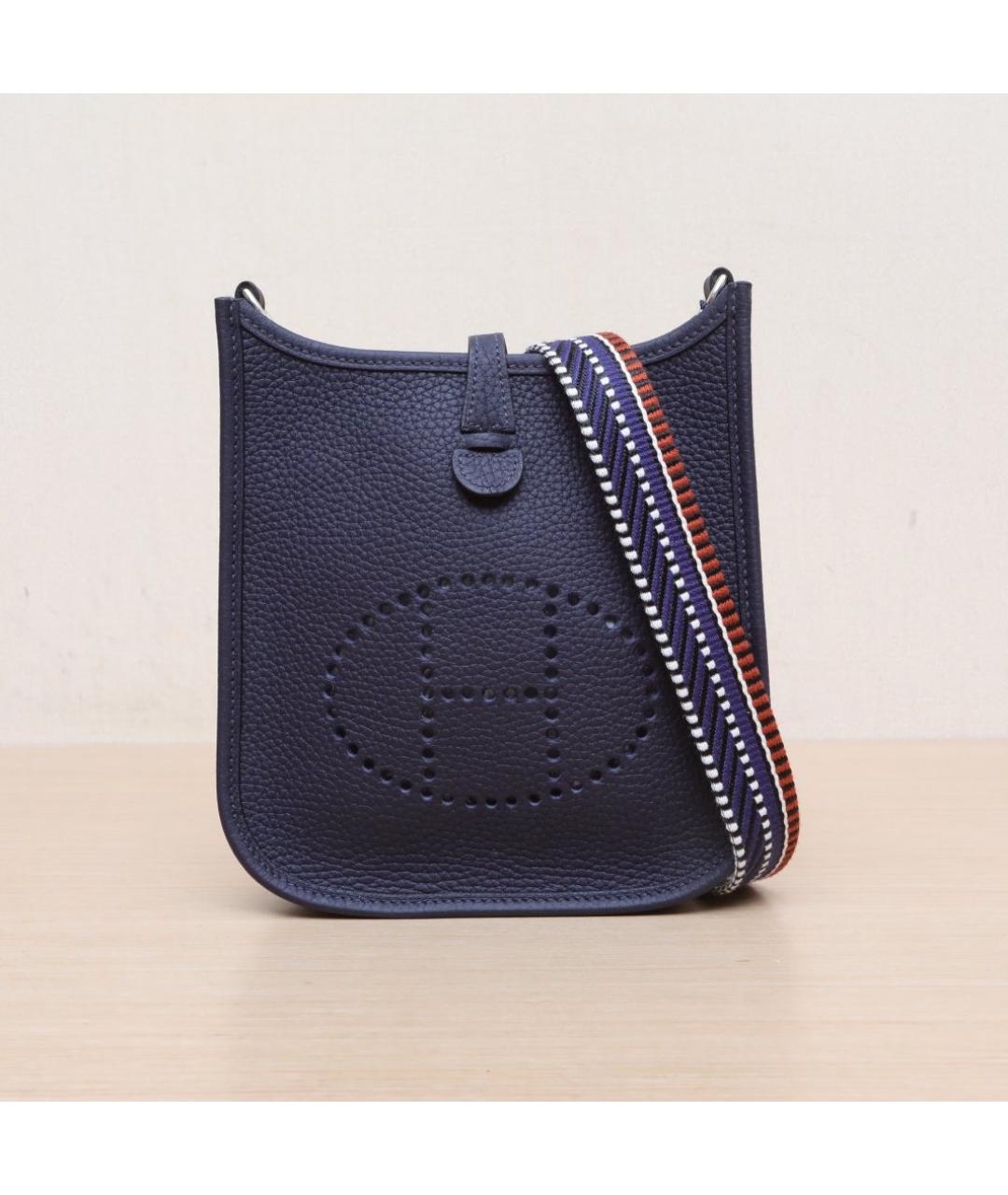 HERMES Темно-синяя кожаная сумка через плечо, фото 3