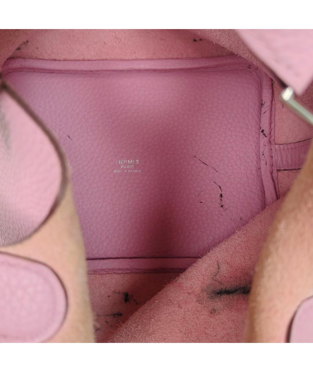 HERMES Розовая кожаная сумка с короткими ручками, фото 2