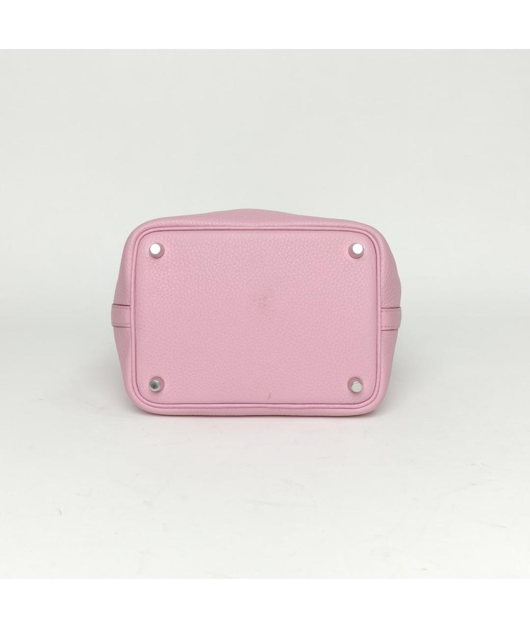 HERMES Розовая кожаная сумка с короткими ручками, фото 8