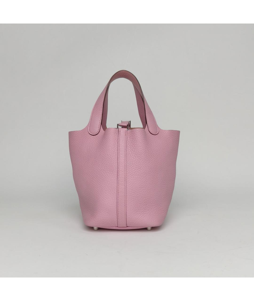 HERMES Розовая кожаная сумка с короткими ручками, фото 6