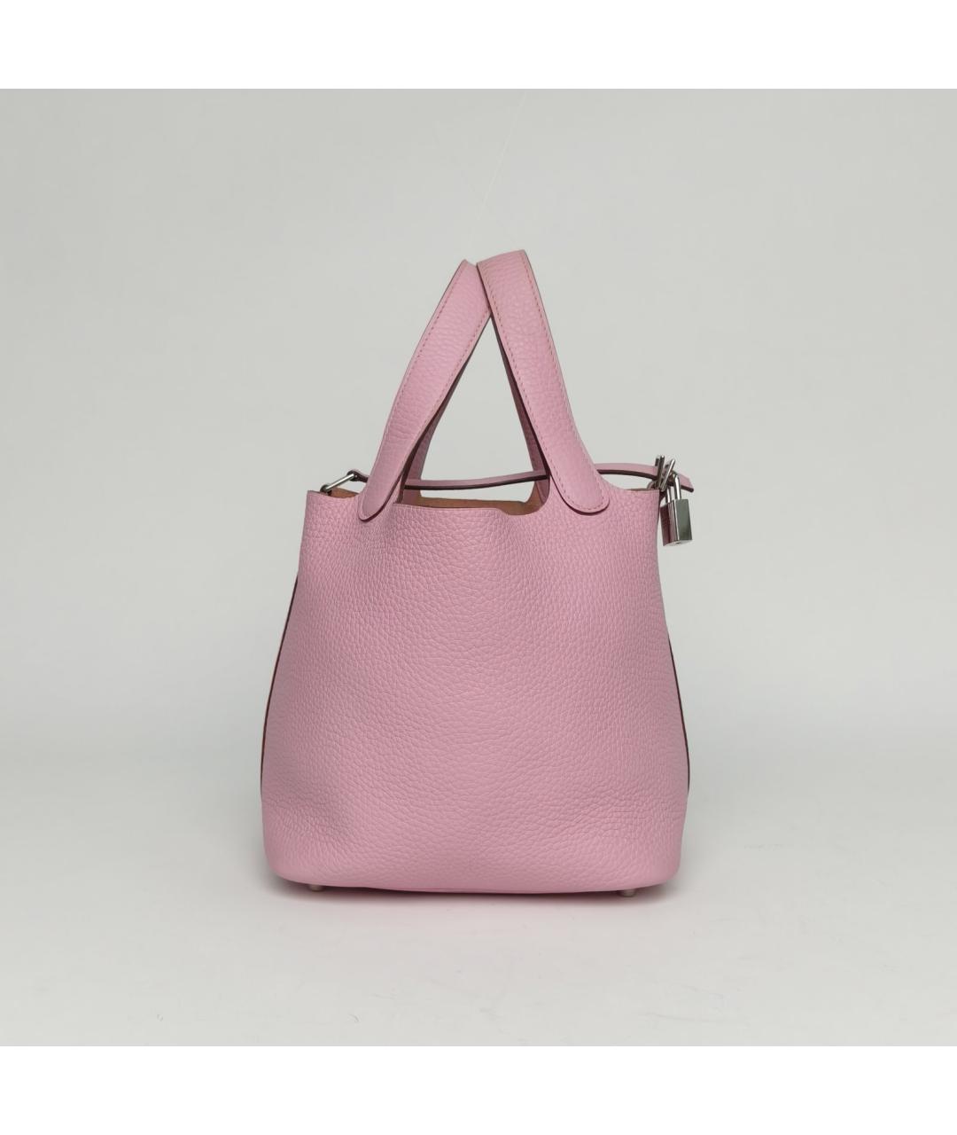 HERMES Розовая кожаная сумка с короткими ручками, фото 7