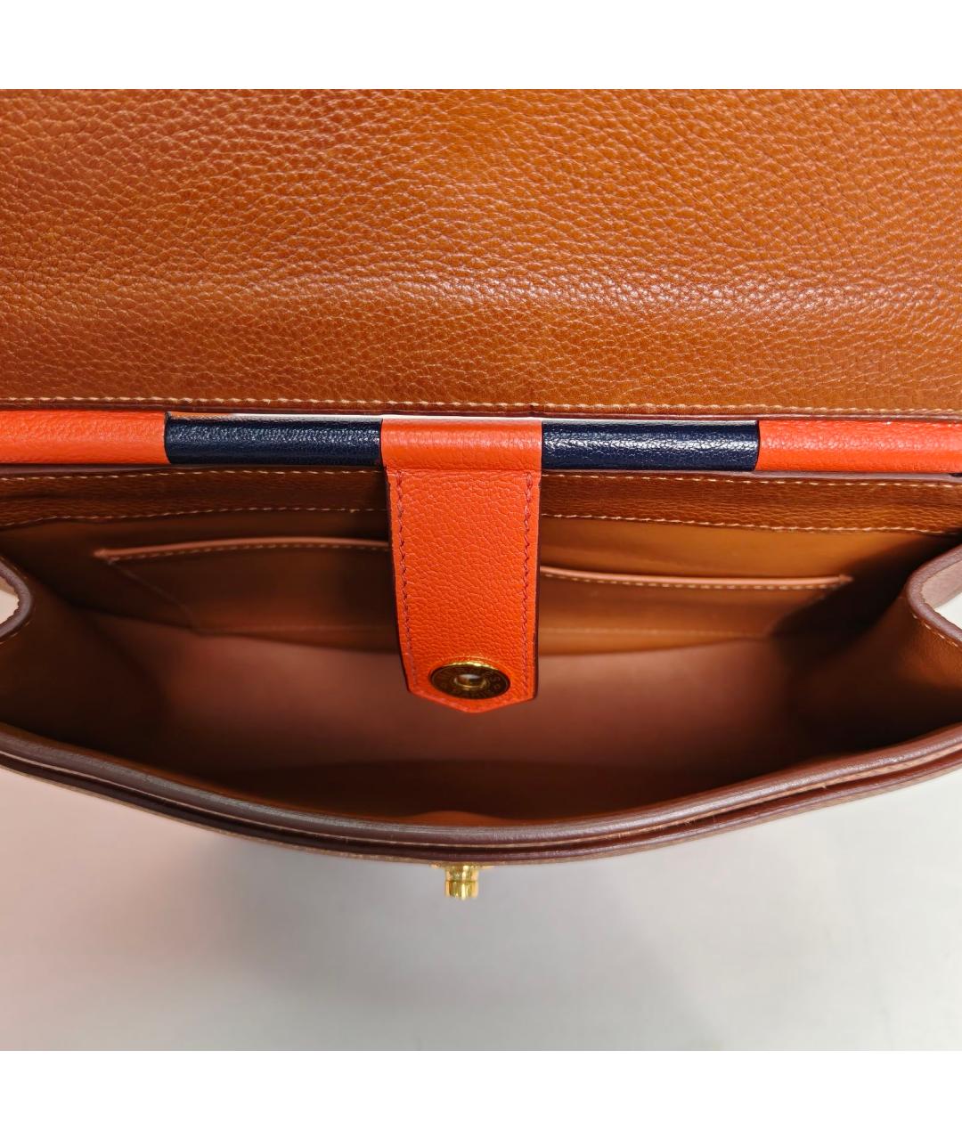 HERMES Коричневая сумка через плечо из лакированной кожи, фото 7