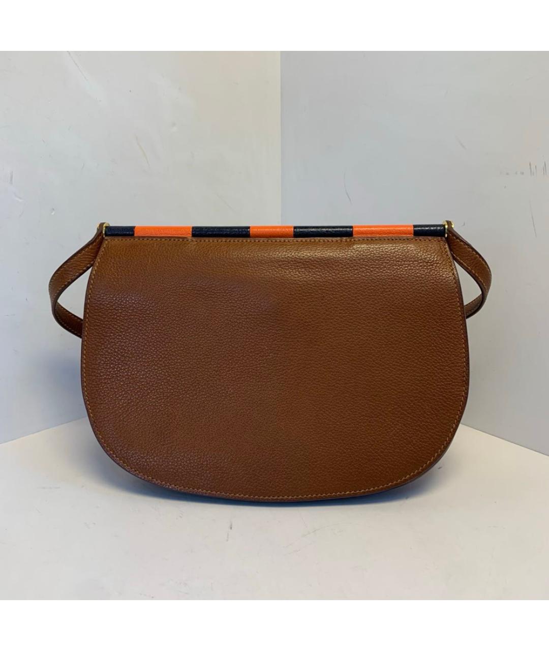 HERMES Коричневая сумка через плечо из лакированной кожи, фото 8