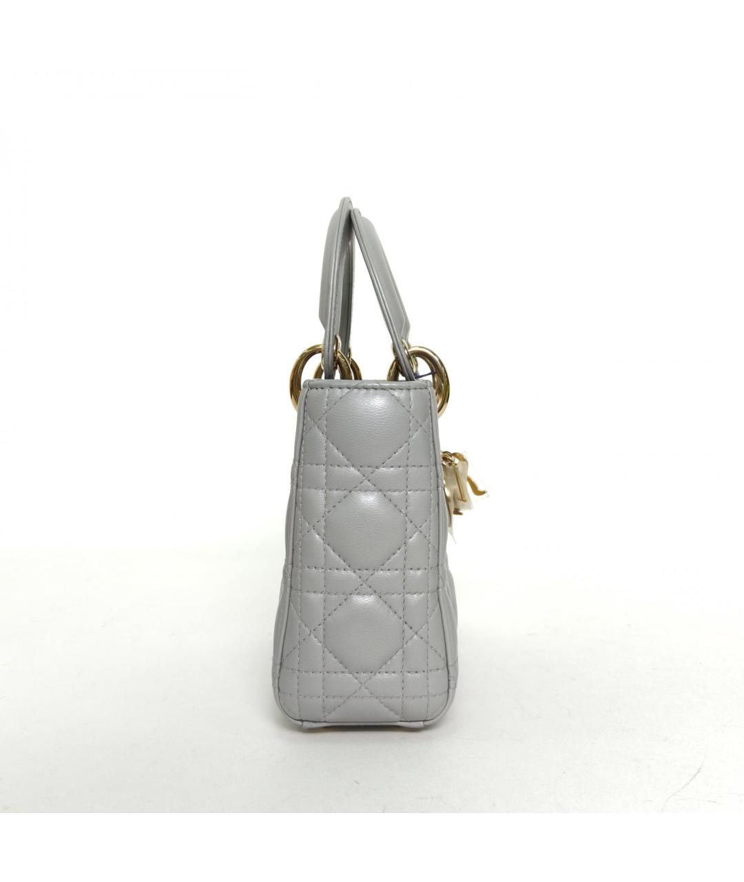 CHRISTIAN DIOR Серая кожаная сумка с короткими ручками, фото 5