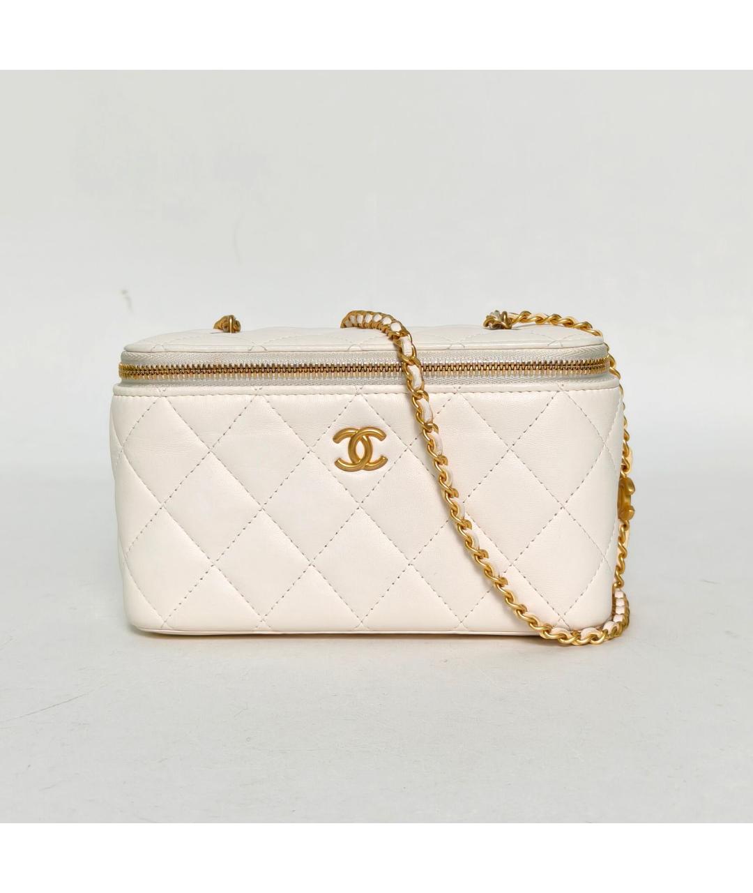CHANEL Белая кожаная сумка через плечо, фото 2