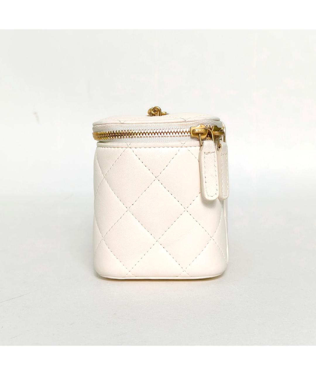 CHANEL Белая кожаная сумка через плечо, фото 3