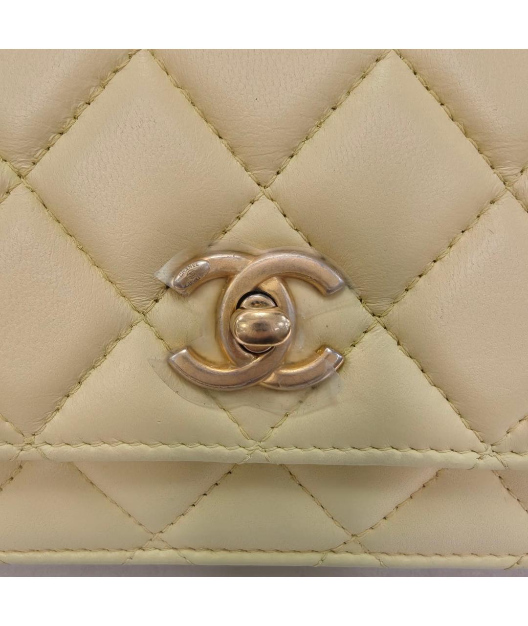 CHANEL Горчичная кожаная сумка через плечо, фото 8