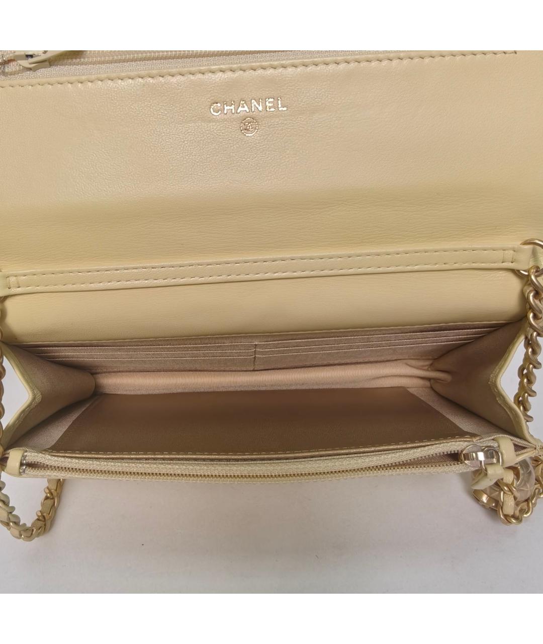 CHANEL Горчичная кожаная сумка через плечо, фото 2