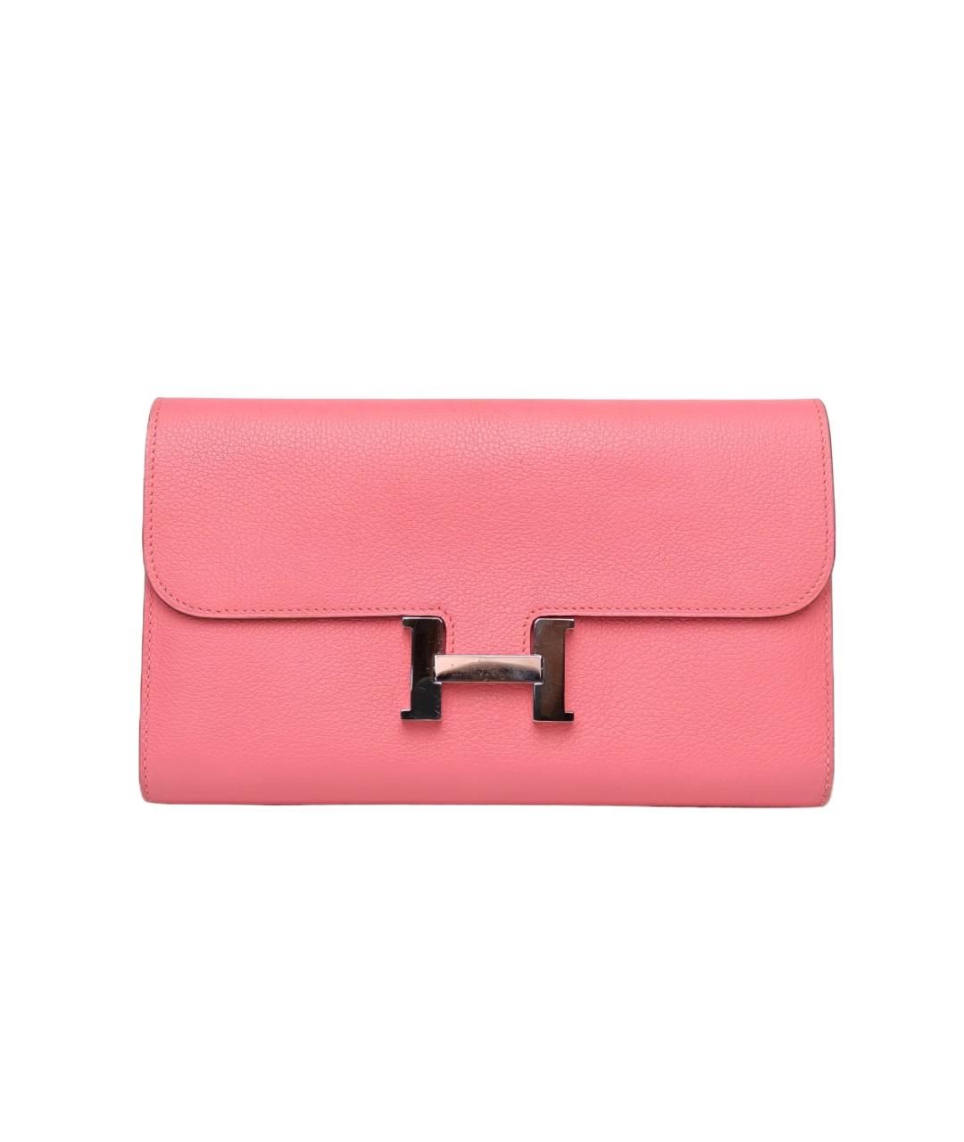 HERMES Розовый кожаный кошелек, фото 1