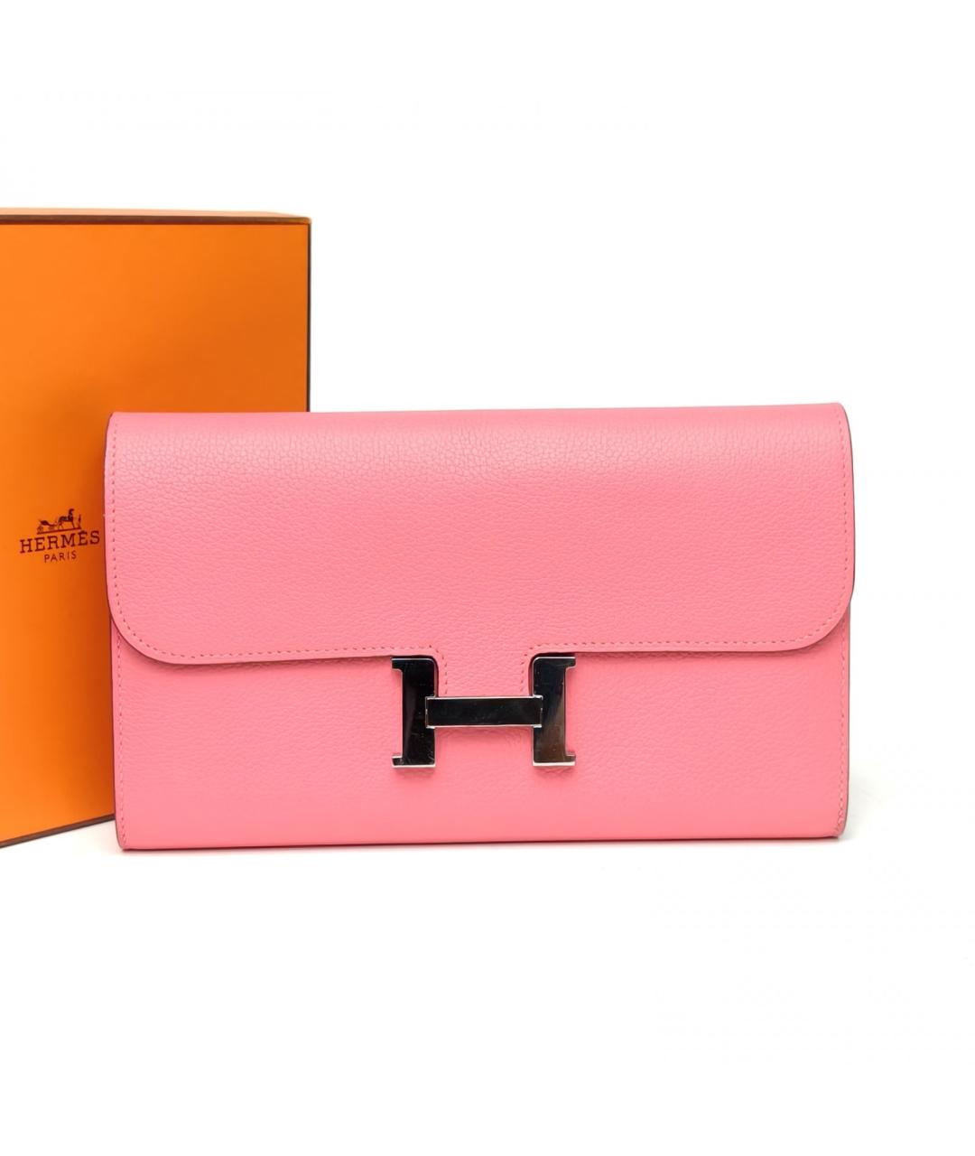 HERMES Розовый кожаный кошелек, фото 9