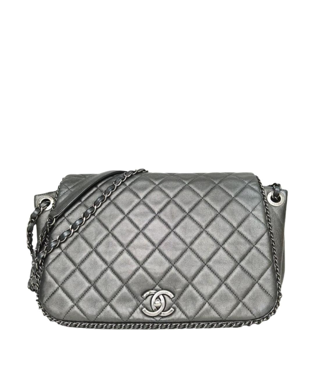 CHANEL Серая кожаная сумка через плечо, фото 1