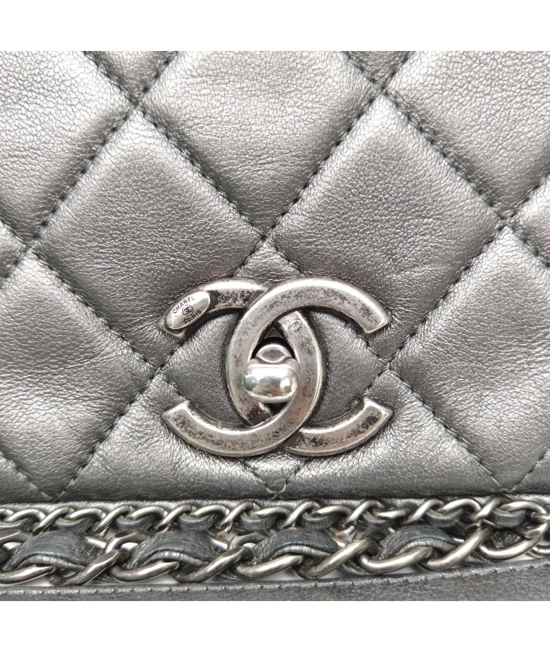 CHANEL Серая кожаная сумка через плечо, фото 7