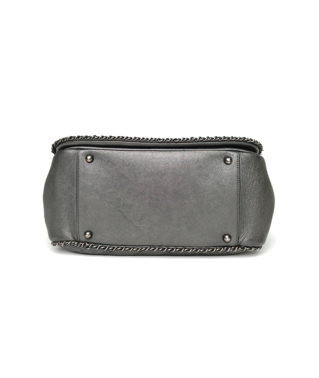 CHANEL Серая кожаная сумка через плечо, фото 6